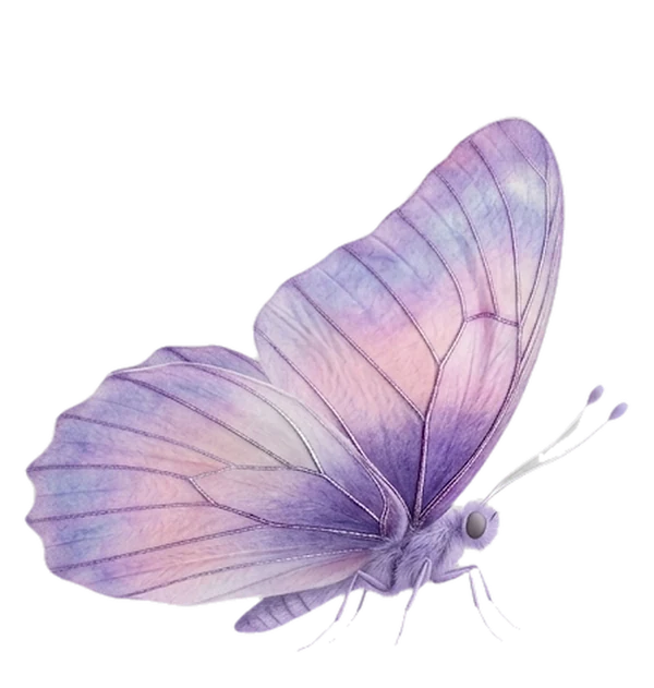 Papillon lilas de profil, symbole de la transformation que propose la sophrologie